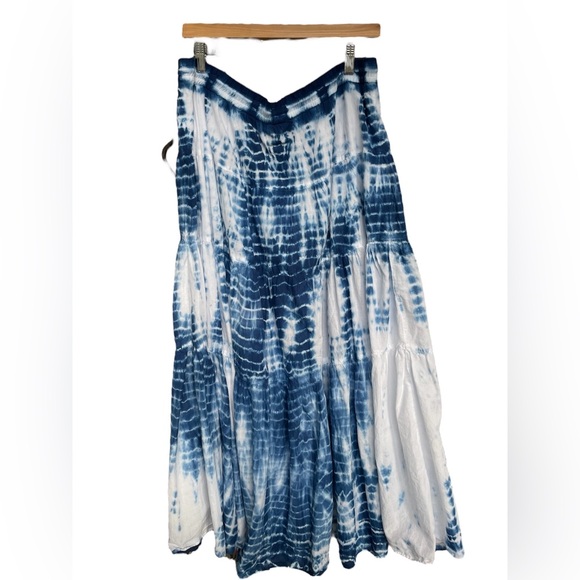 Ralph Lauren Navy & White Tie-Dye Tiered Peasant Skirt Size XL (Size 12) - Picture 6 of 8